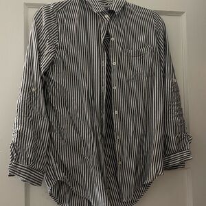 Altar'd State Navy and White Button Down Shirt